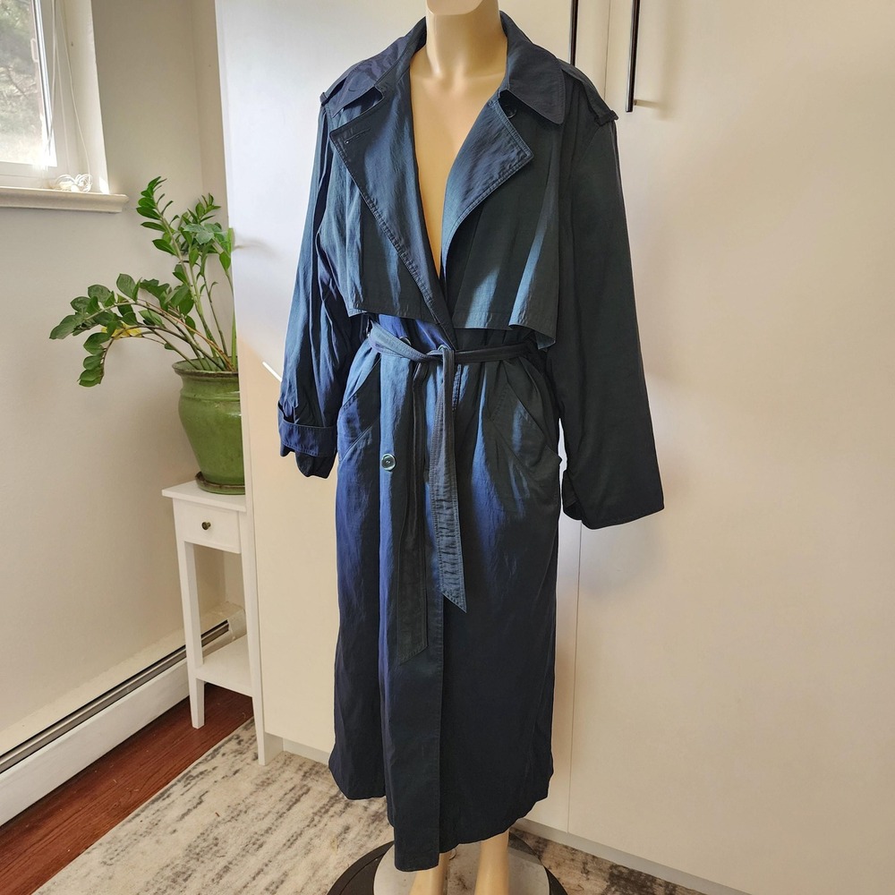 Forecaster of Boston Blue Green Iridescent Trench Coat Removable Liner 13/14‎